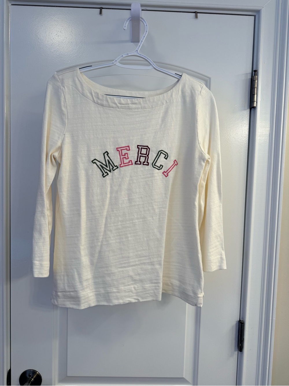 LOFT Outlet Cream Knit Long Sleeve Top